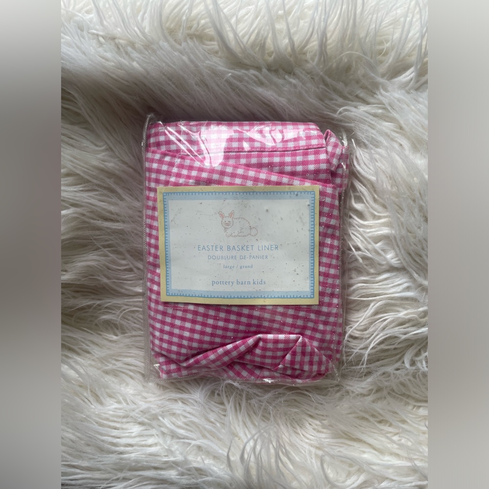 Pottery Barn Kids pink gingham Easter basket fabric cover
